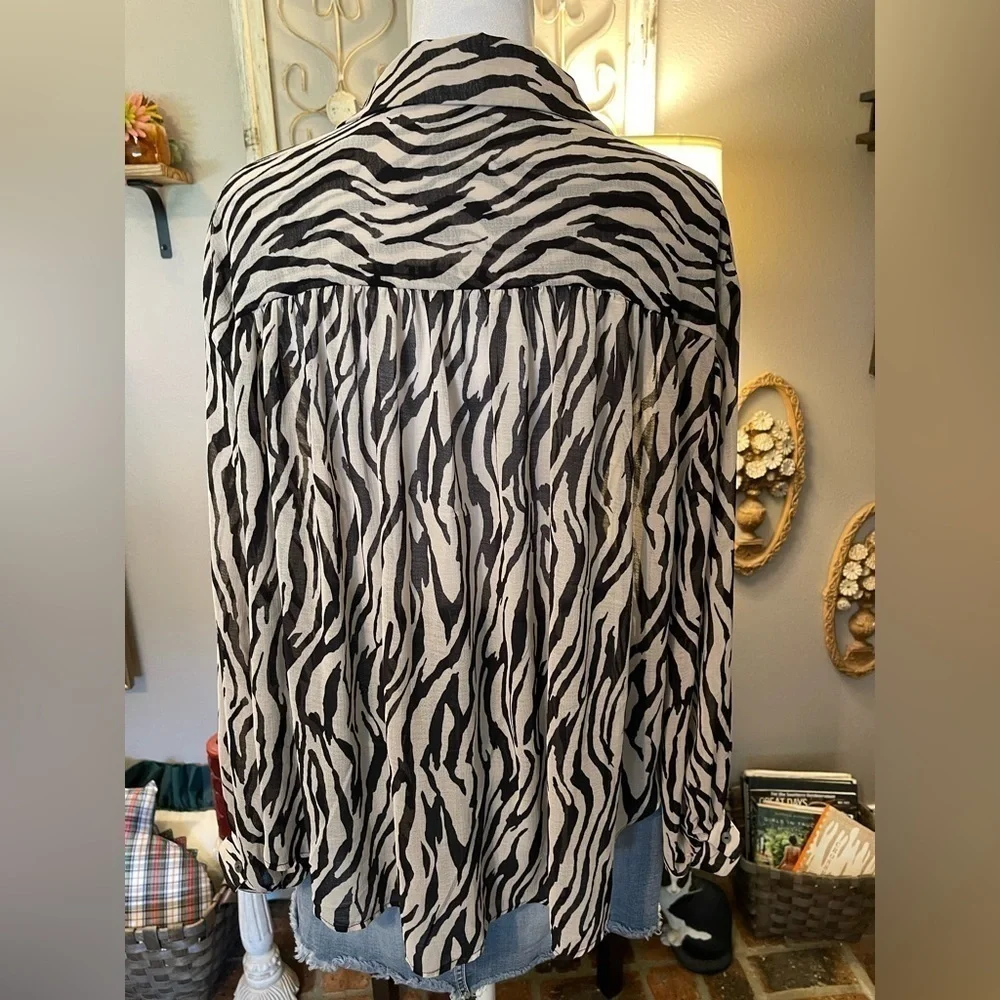 Free People Ciara Printed Buttondown In Zebra